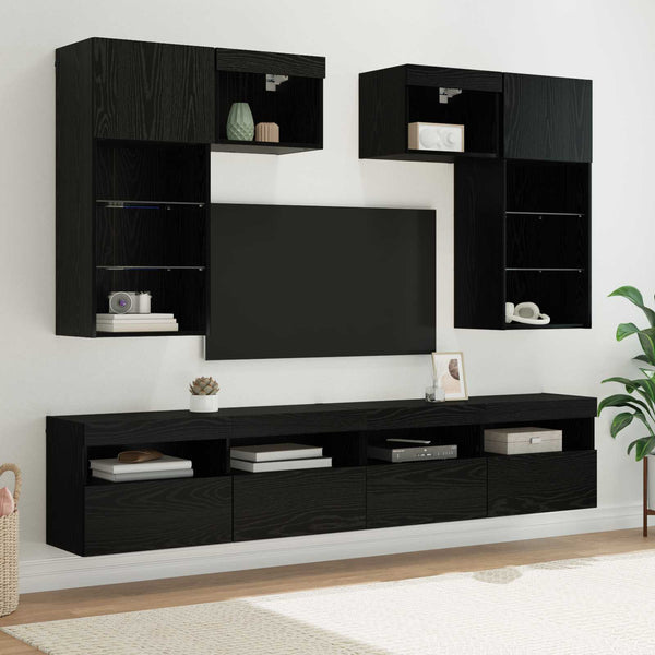 TV-Wandregal Set, Artisan Eiche, 6-teilig