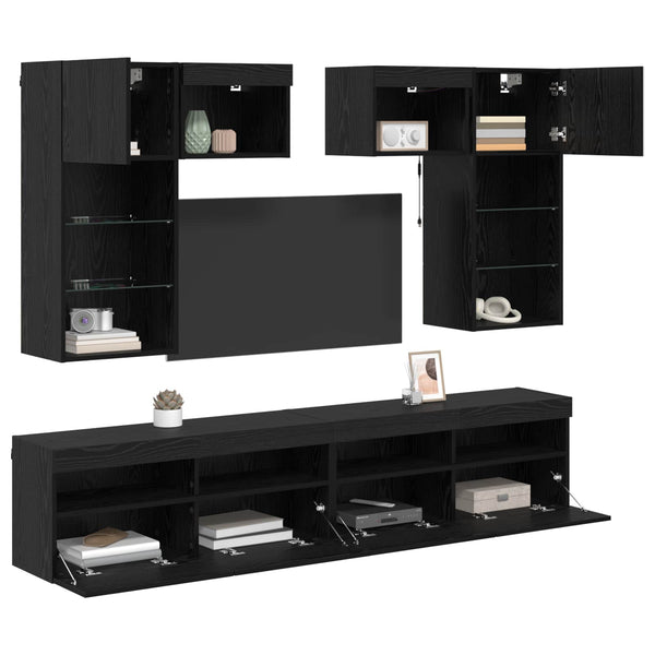 TV-Wandregal Set, Artisan Eiche, 6-teilig
