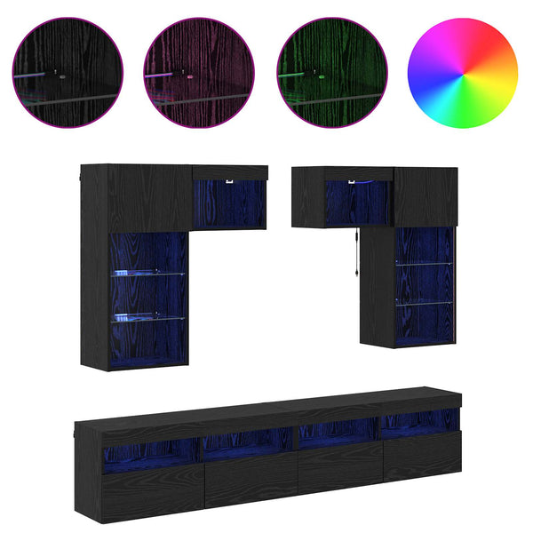 TV-Wandregal Set, Artisan Eiche, 6-teilig