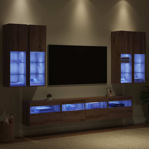 TV-Wandschrank Set mit LED Beleuchtung Eiche