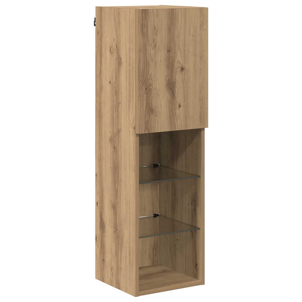 TV-Wandschrank Set mit LED Beleuchtung Eiche