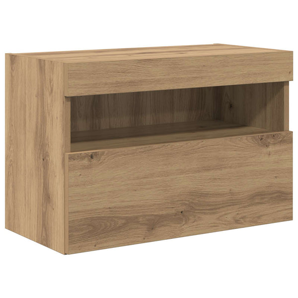 TV-Wandschrank Set mit LED Beleuchtung Eiche