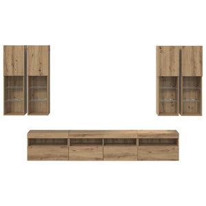 TV-Wandschrank Set mit LED Beleuchtung Eiche