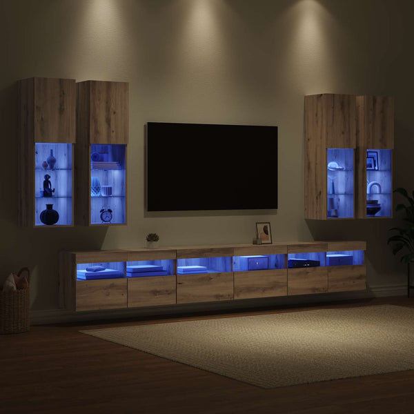 TV-Wandregal-Set Artisan Eiche 7-teilig