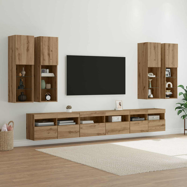 TV-Wandregal-Set Artisan Eiche 7-teilig