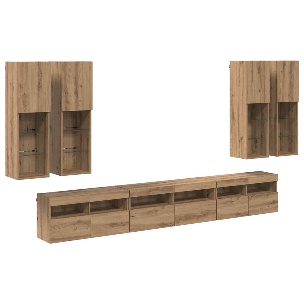 TV-Wandregal-Set Artisan Eiche 7-teilig