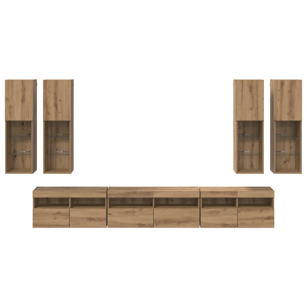 TV-Wandregal-Set Artisan Eiche 7-teilig