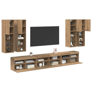TV-Wandregal-Set Artisan Eiche 7-teilig