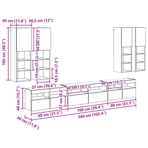 TV-Wandregal-Set Artisan Eiche 7-teilig
