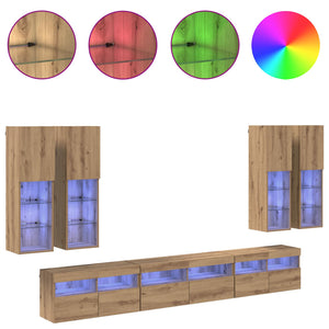 TV-Wandregal-Set Artisan Eiche 7-teilig