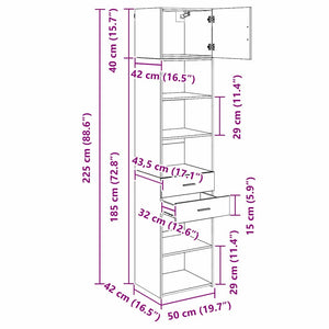 Wandmontiertes Highboard Altholz 50x42,5x225 cm