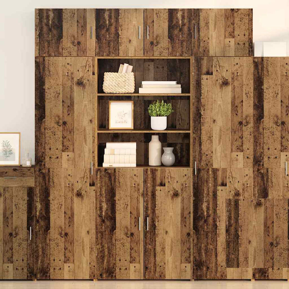 vidaXL Armoire de rangement en bois recyclé 80 x 42,5 x 225 cm, bois d'ingénierie