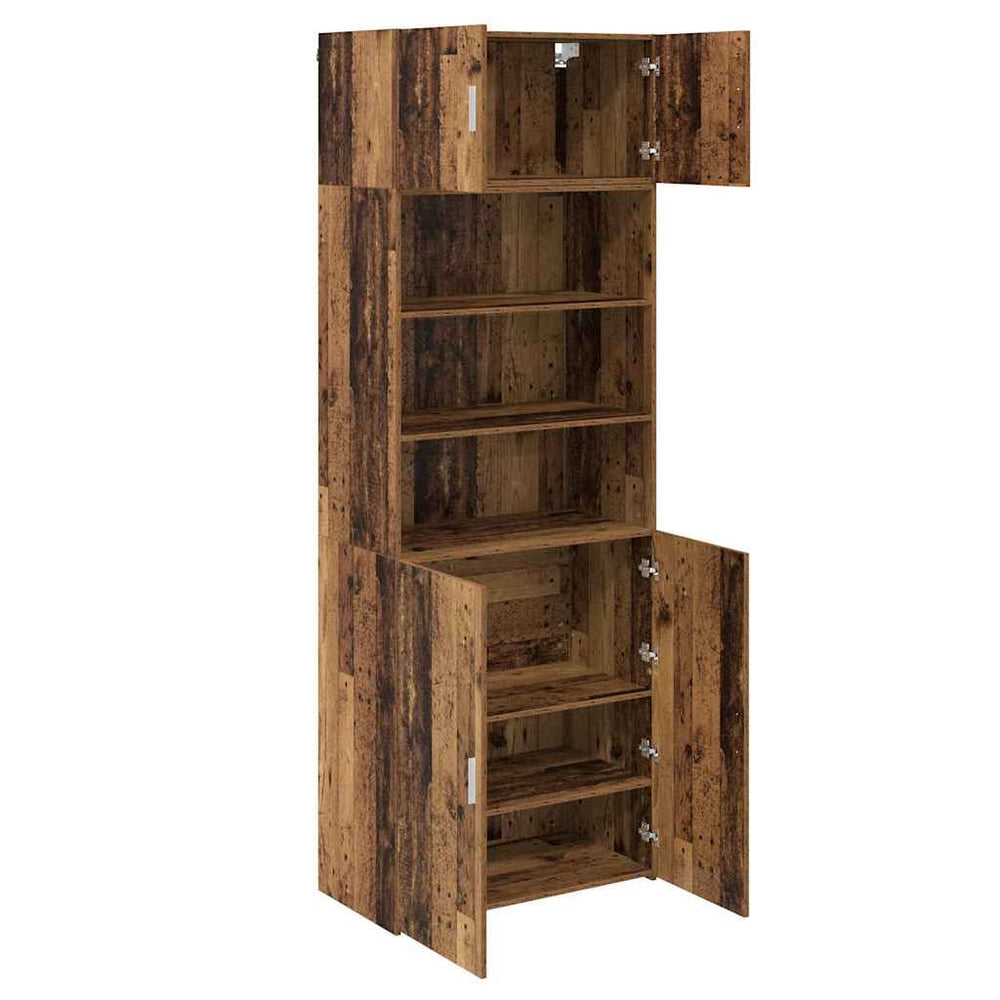 vidaXL Armoire de rangement en bois recyclé 80 x 42,5 x 225 cm, bois d'ingénierie