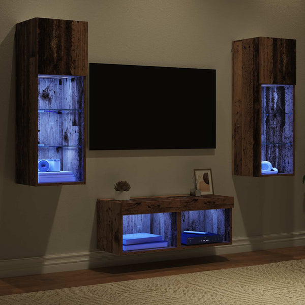 TV-Wandregale 4er Set Artisan Eiche