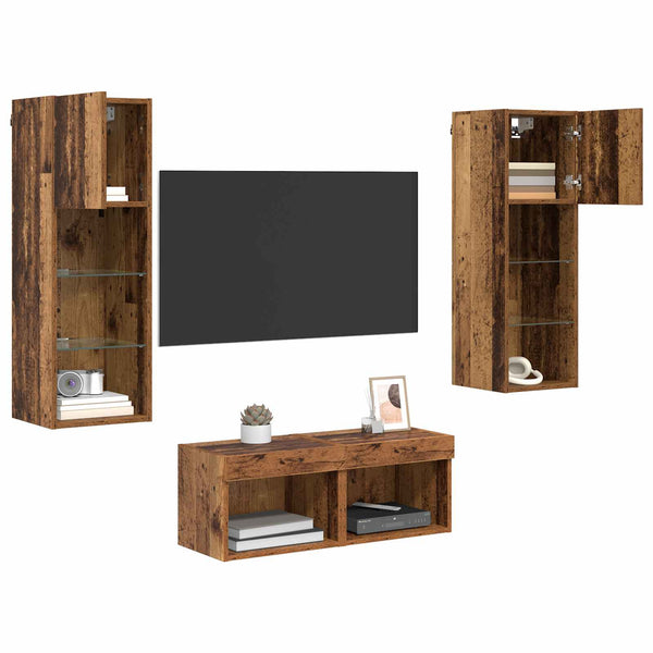 TV-Wandregale 4er Set Artisan Eiche
