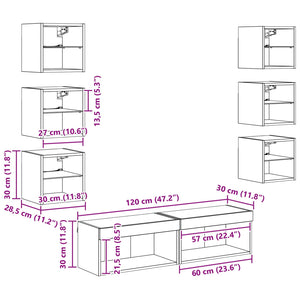 TV-Schrank Wandmontiert mit LED Altholz