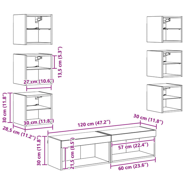 TV-Schrank Artisan-Eiche mit LED-Beleuchtung