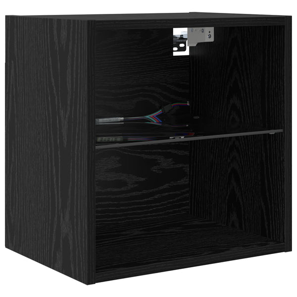 TV-Schrank mit LED Schwarz Eichenoptik