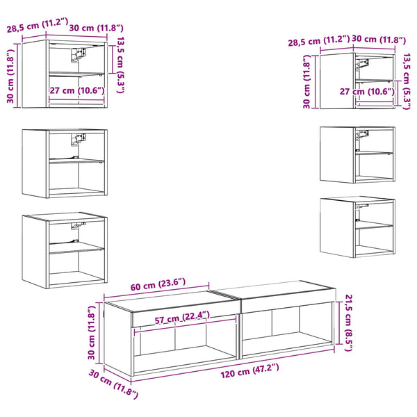 TV-Schrank mit LED Schwarz Eichenoptik