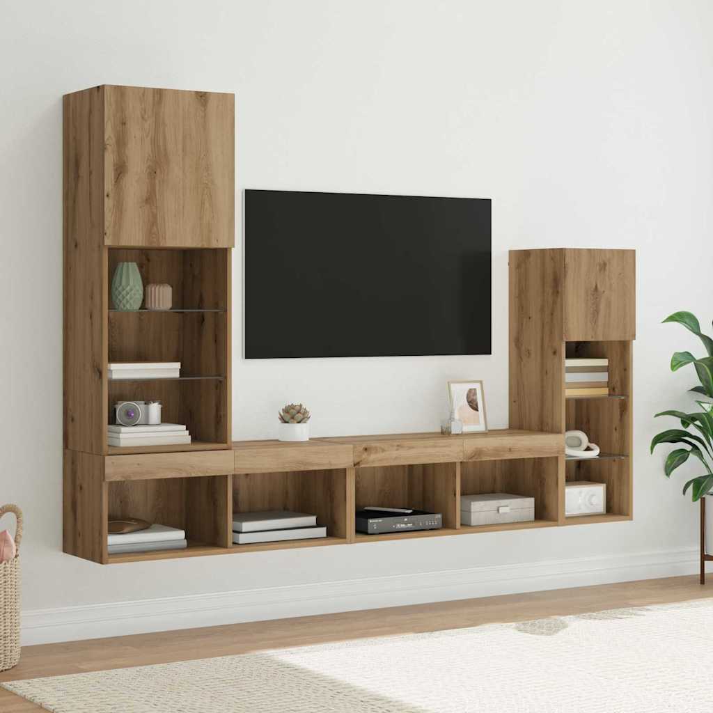 TV-Wandregal Set Artisan-Eiche 4-teilig