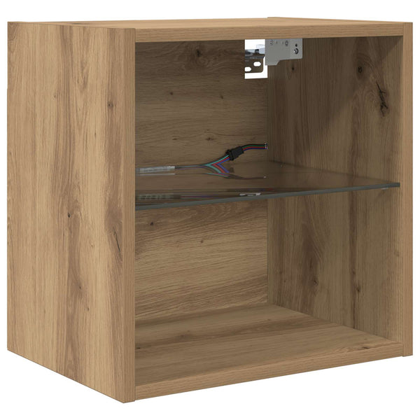 TV Wandregal mit LED, Artisan Eiche, 5-teilig