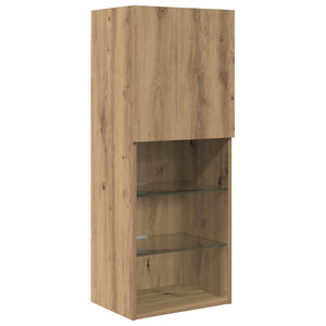 TV Wandregal mit LED, Artisan Eiche, 5-teilig