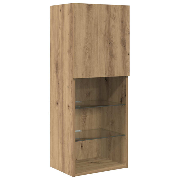 TV Wandregal mit LED, Artisan Eiche, 5-teilig