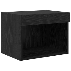 TV Wandregal mit LED Schwarz Eiche
