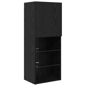 TV Wandregal mit LED Schwarz Eiche