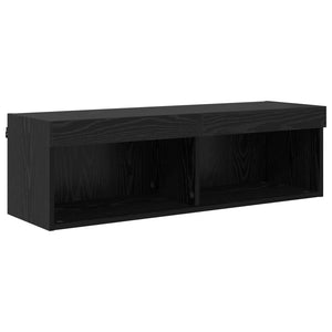 TV Wandregal mit LED Schwarz Eiche