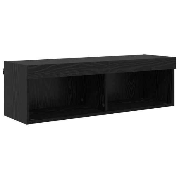 TV Wandregal mit LED Schwarz Eiche