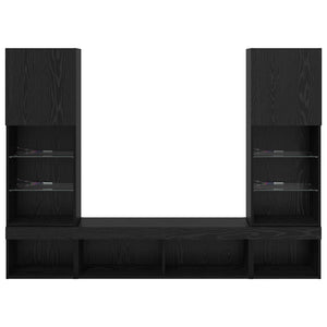 TV Wandregal mit LED Schwarz Eiche