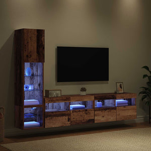 TV-Wandmöbel mit LED Altholz-Optik