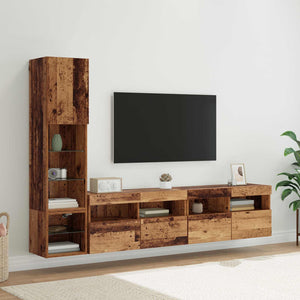 TV-Wandmöbel mit LED Altholz-Optik