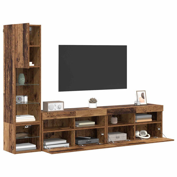 TV-Wandmöbel mit LED Altholz-Optik