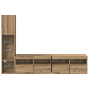 LED TV-Wandmöbel Artisan-Eiche 4-teilig
