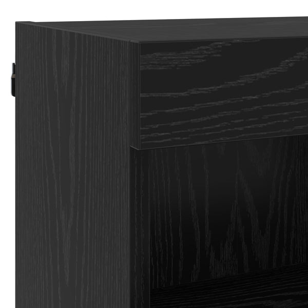 TV-Wandmöbel mit LED, Schwarz/Eiche Optik