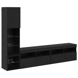 TV-Wandmöbel mit LED, Schwarz/Eiche Optik