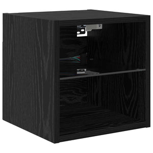 TV-Wandmöbel mit LED, Schwarz/Eiche Optik