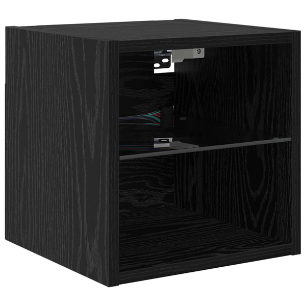 TV-Wandmöbel mit LED, Schwarz/Eiche Optik