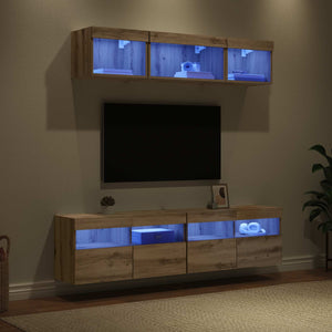 TV Wand Einheit mit LED Artisan-Eiche 5-teilig
