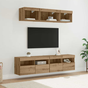TV Wand Einheit mit LED Artisan-Eiche 5-teilig