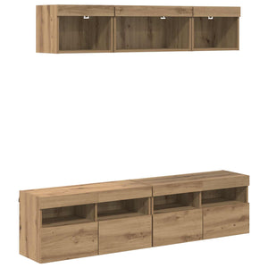 TV Wand Einheit mit LED Artisan-Eiche 5-teilig