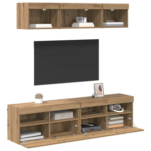 TV Wand Einheit mit LED Artisan-Eiche 5-teilig