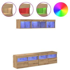 TV Wand Einheit mit LED Artisan-Eiche 5-teilig