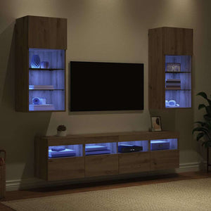 TV Wand Einheiten mit LED Artisan-Eiche