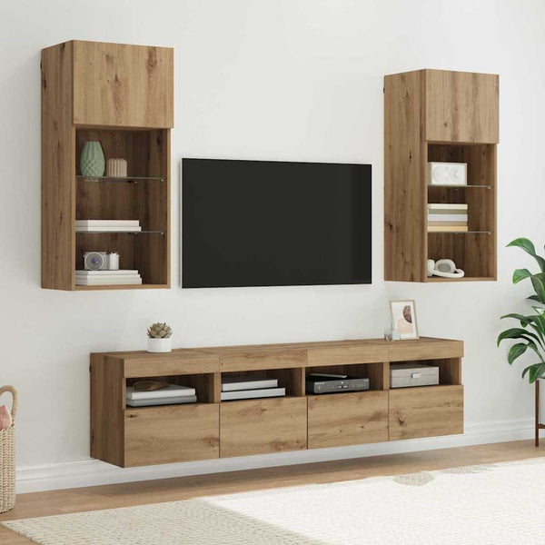 TV Wand Einheiten mit LED Artisan-Eiche