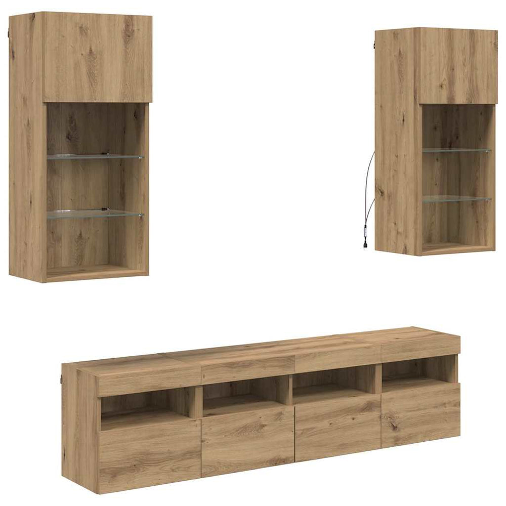 TV Wand Einheiten mit LED Artisan-Eiche