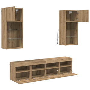 TV Wand Einheiten mit LED Artisan-Eiche