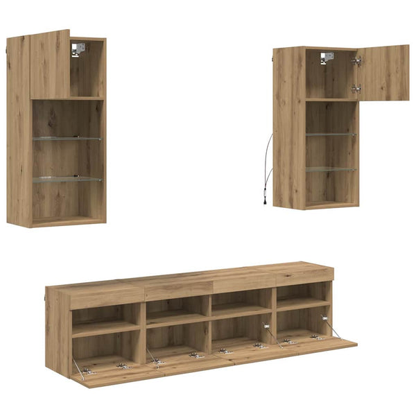 TV Wand Einheiten mit LED Artisan-Eiche